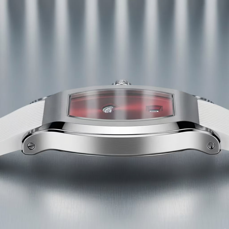 Design minimalista e pulseira em aço