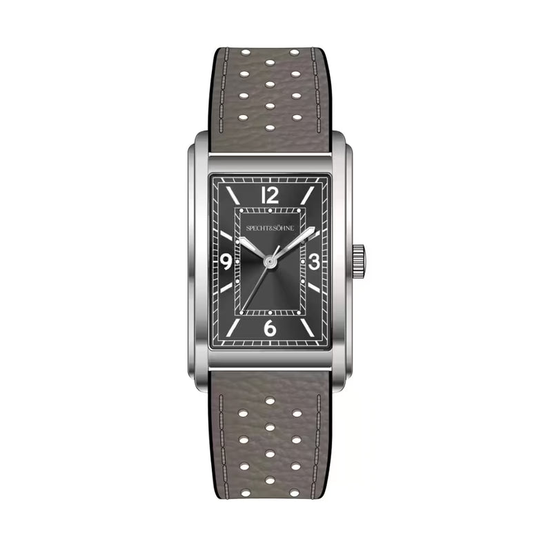 Virtus Gray — Relógio Masculino Quadrado Cinza Com Pulseira De Couro E Caixa Em Aço Inoxidável