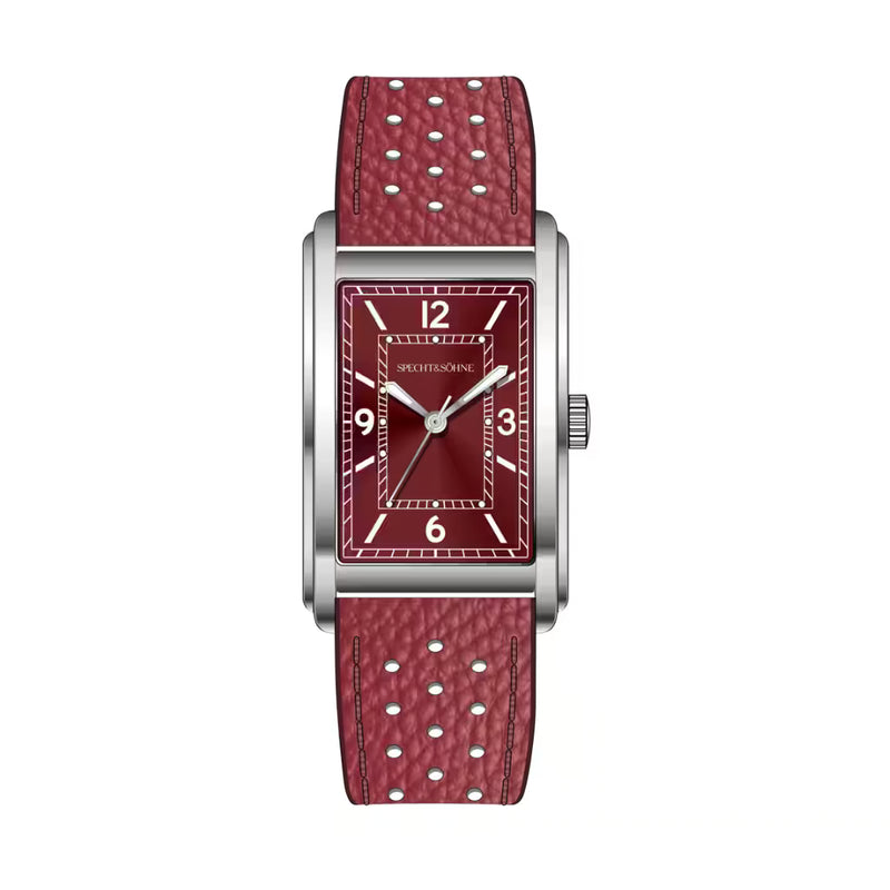 Virtus Red — Relógio Masculino Quadrado Com Mostrador Vermelho E Pulseira De Couro